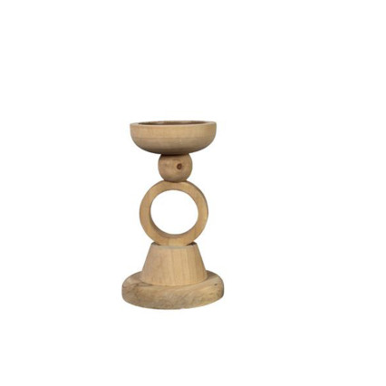Wooden Geometric Shape Pillar Candle Holder - Small