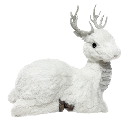 14"H Snowy Deer - Laying