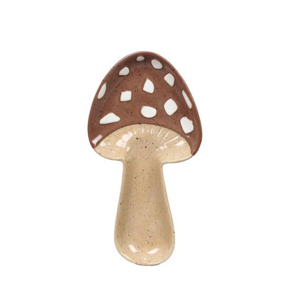 Ceramic Mushroom Shaped Spoon Rest - Brown