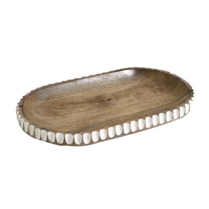 Mango Wood Tray with Carved Design