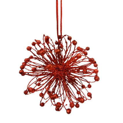 5.5" Glitter Burst Ornament-Red