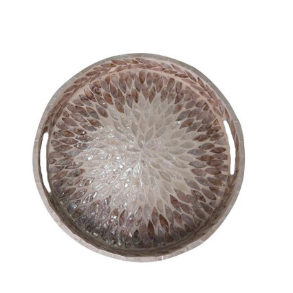 11.8"Dia Capiz Shell Serving Tray - Natural