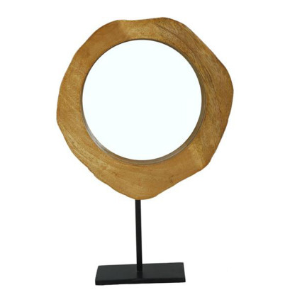 12"H Wood Tabletop Mirror Accent