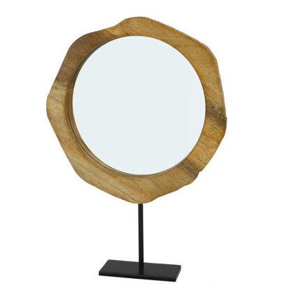14"H Wood Tabletop Mirror Accent