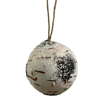 5" Snowed Birch Ball Ornament