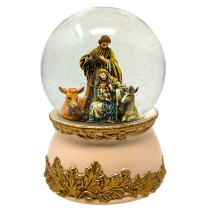 6" Holy Family Snow Globe w/ Wind-up Song