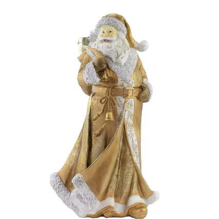 15.5"H Resin Gold Santa with Gifts