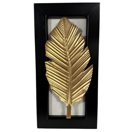16" Gold Tin Leaf in Black Frame