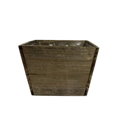 4.25" Square Wood Box/Planter - Brown