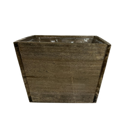 5" Square Wood Box/Planter - Brown