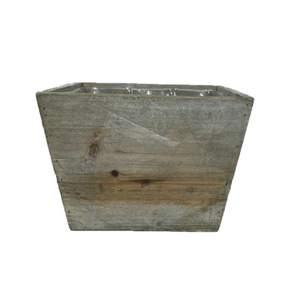 5" Square Wood Box/Planter - Distressed White Wash