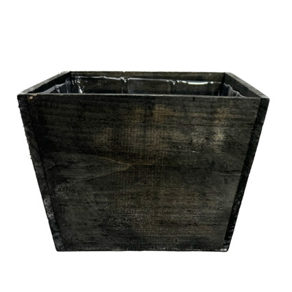 5.5" Square Wood Box/Planter - Black/Brown