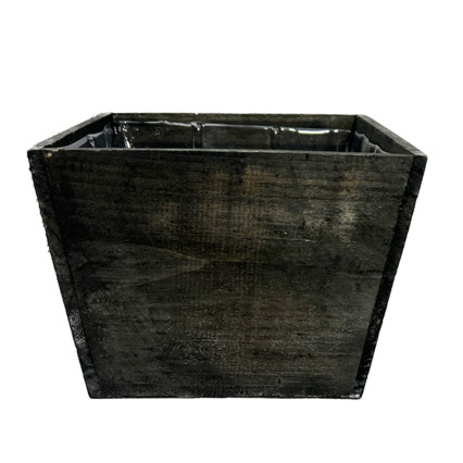 7" Square Wood Box/Planter - Black/Brown