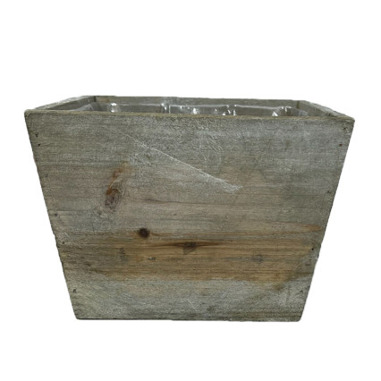 5.5" Square Wood Box/Planter - Distressed White Wash