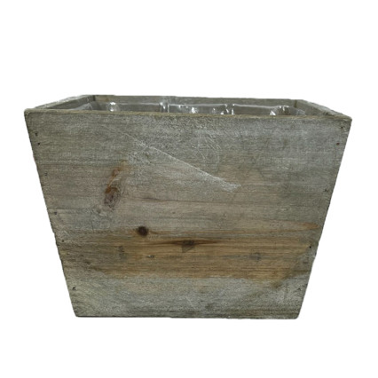 5.5" Square Wood Box/Planter - Distressed White Wash