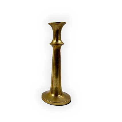 12" Beveled Gold Metal Candlestick