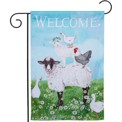 Welcome Farm Friends Suede Garden Flag