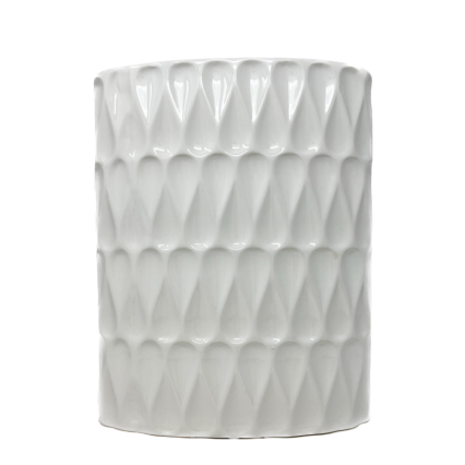Glazed White Oval Ceramic Vase