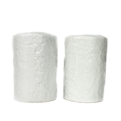 3.5" Debossed Floral Salt & Pepper Shaker Set