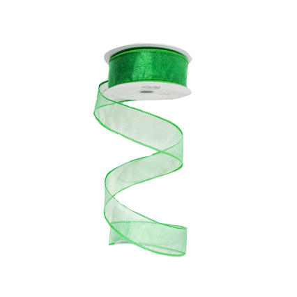 1.5" x 25yd Emerald Wired Edge Sheer Ribbon