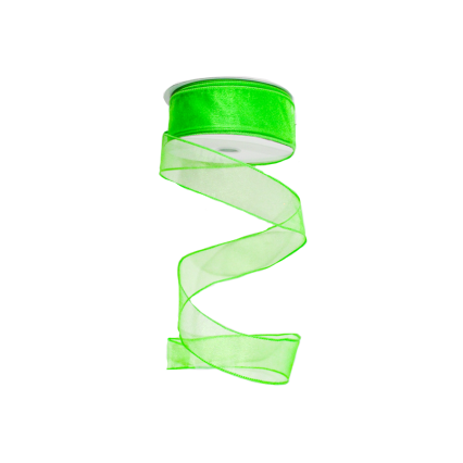 1.5" x 25yd Lime Wired Edge Sheer Ribbon