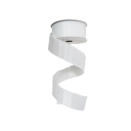 1.5" x10yd White Wired Edge Satin Ribbon