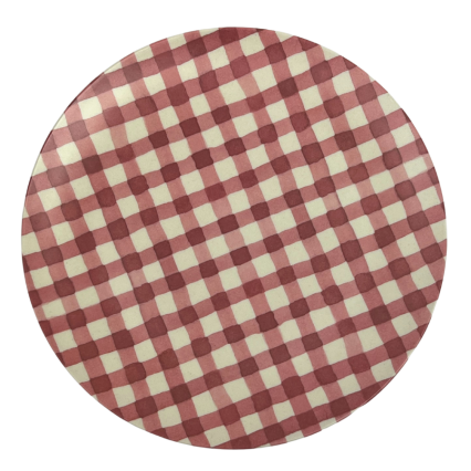 Large Gingham Plate- Berry