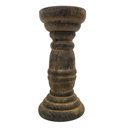 4"x8" Wooden Candle Holder-Brown