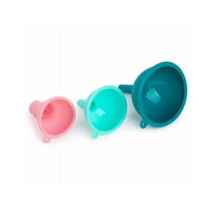 3pc Silicone Funnels- Pink, Aqua & Bluish Green