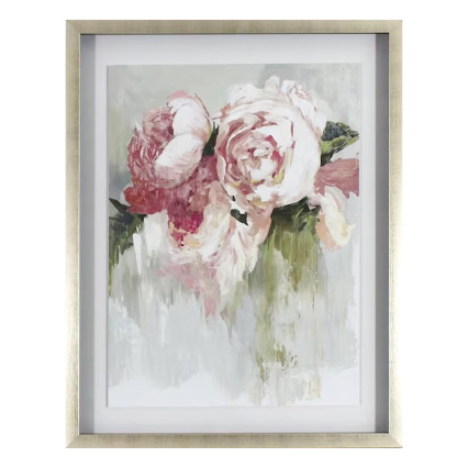 22"x28" Golden Frame Wall Art-Pink Flowers