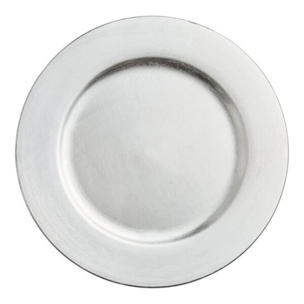13" Rnd Plastic Charger Plate - Silver