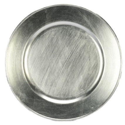13" Round Plastic Charger Plate- Silver