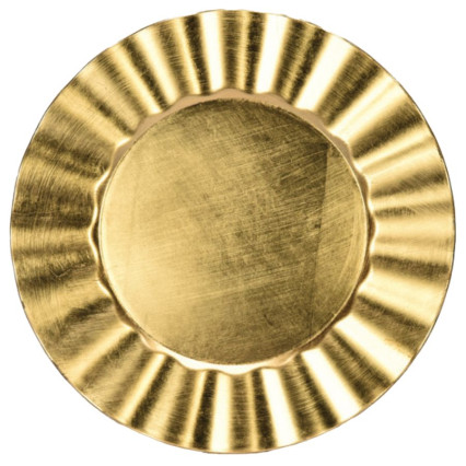 13" Round Plastic Fan Edge Charger Plate- Gold