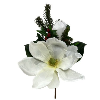 16" White Magnolia Holly Pick