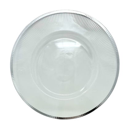 13" Rnd Clear Ribbed Charger Plate w/ Silver Trim