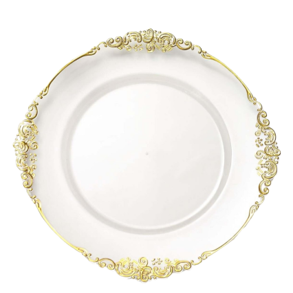 13" Rnd Baroque Edge Charger Plate - Gold