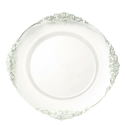 13" Rnd Baroque Edge Charger Plate - Silver