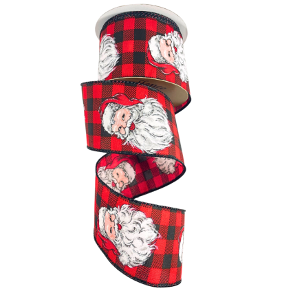 2.5" x 10yd Checkered Santa Ribbon