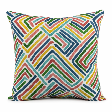 17" Multicolored Zig-Zag Outdoor Pillow