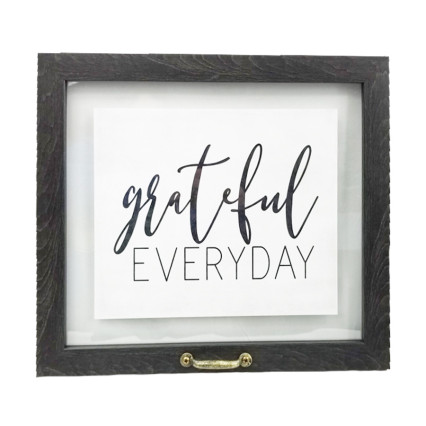 17"x15" Wooden Glass Picture Frame-Brown- Grateful Everyday