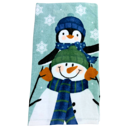 Piggy Back Snowman Kitchen Towel