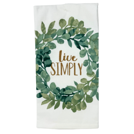 Live Simply Wreath Kitchen Towel
