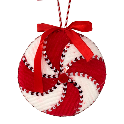 6" Red & White Peppermint Swirl Ornament