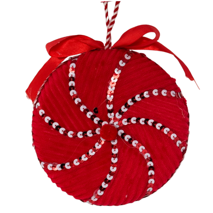 6" Red Peppermint Swirl Ornament