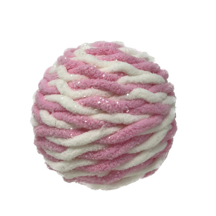 4" Braided Ball Ornament - Pink & White