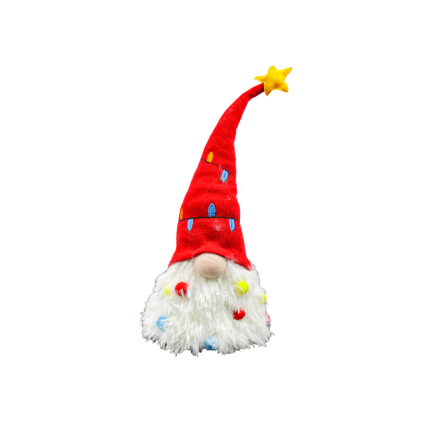 18" LED Plush Festive Gnome Shelf Sitter- White
