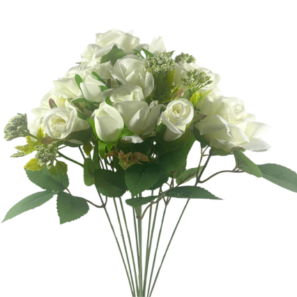 17" Rose Bush - White