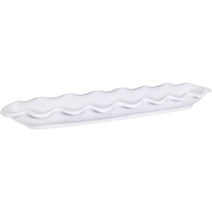 18.5"L Pure White Ruffle Pattern Bread Plate