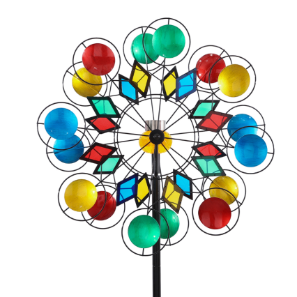 Multi-color Circles & Diamonds Solar LED Wind Spinner