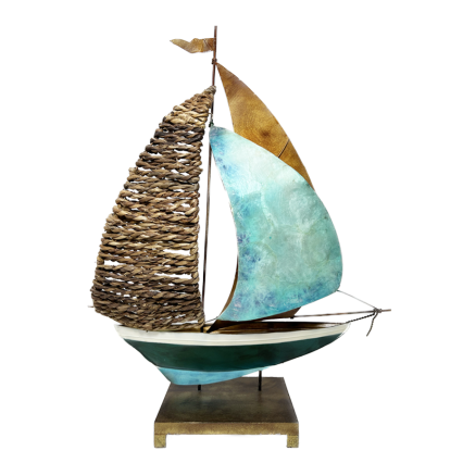19"H Capiz Sailboat with Rope Accent